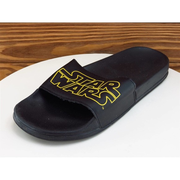 Star Wars Sz 41-42 Slide Sandals Black Synthetic Men Slip On‎ - Picture 1 of 10